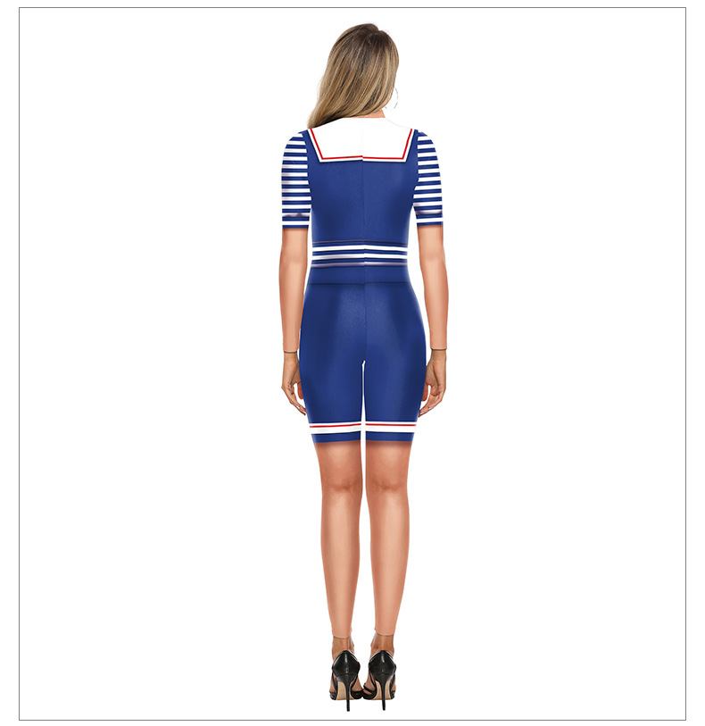 3D Printed Navy Style Cosplay Jumpsuit - Sailor Uniform Halloween Fancy Costume